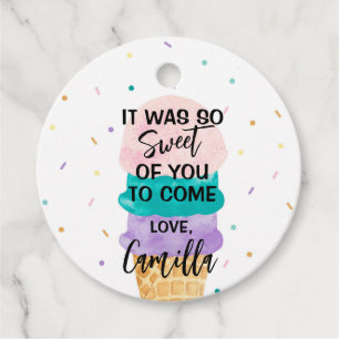 Birthday Girl Ice Cream Cone Party Favor Tags