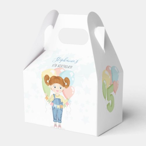 Birthday Girl in Overalls Redhead  Favor Boxes