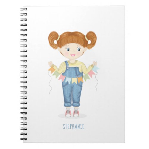 Birthday Girl in Overalls Redhead  Notebook
