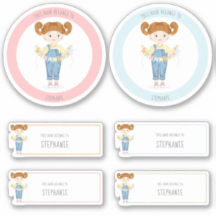 Birthday Girl in Overalls Redhead Sticker