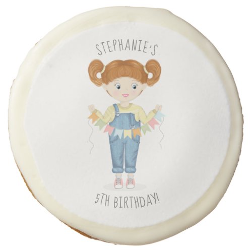 Birthday Girl in Overalls Redhead  Sugar Cookie