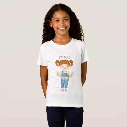 Birthday Girl in Overalls Redhead  T_Shirt