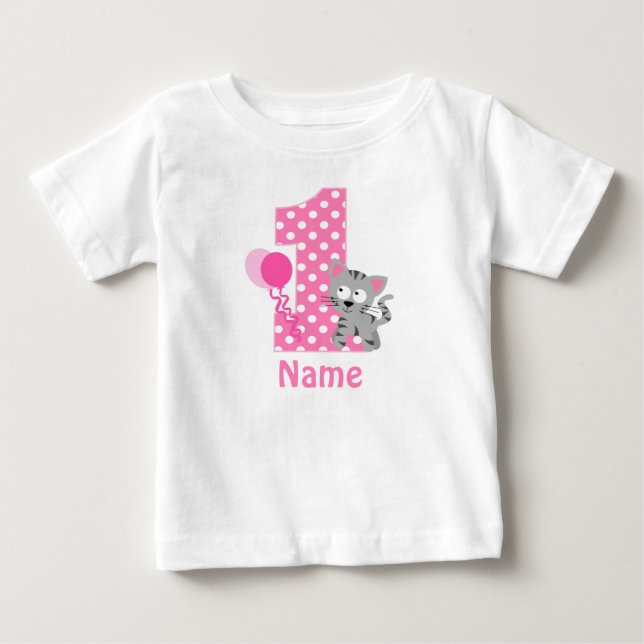 Birthday Girl Kitty Cat Pink Personalized Shirt (Front)