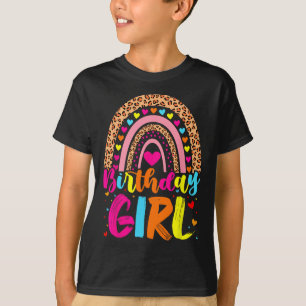 Birthday Girl Leopard Rainbow Birthday Party Famil T-Shirt