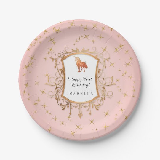 Birthday Girl Magical Unicorn Rose Gold Princess Paper ...