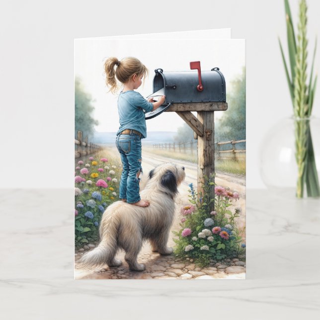 Birthday Girl Mailing An Envelope Card (Front)