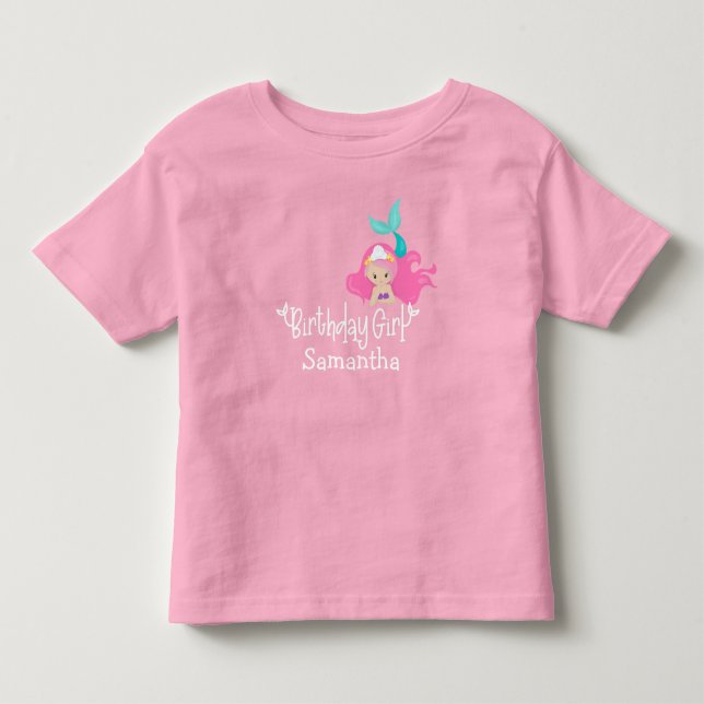 Birthday Girl Mermaid Age Custom Personalized Toddler T-shirt (Front)