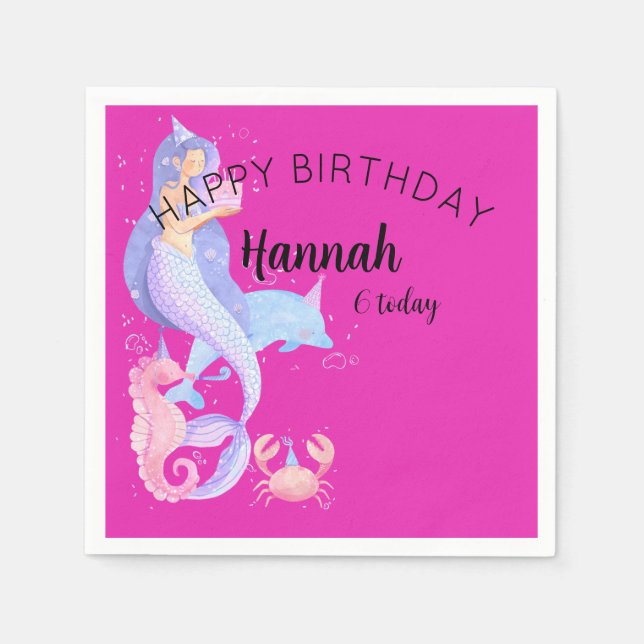 Birthday Girl Mermaid theme  Napkins (Front)