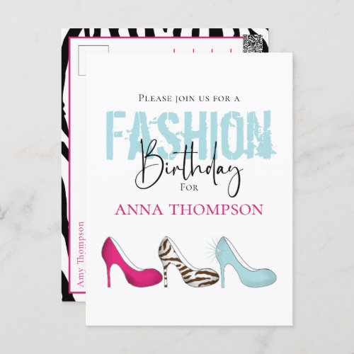 Birthday Girl Modern Fashion Shoes Invitation Postcard