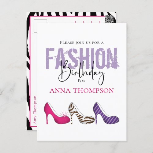 Birthday Girl Modern Fashion Shoes Invitation Postcard