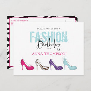 Birthday Girl Modern Fashion Shoes Invitation Postcard