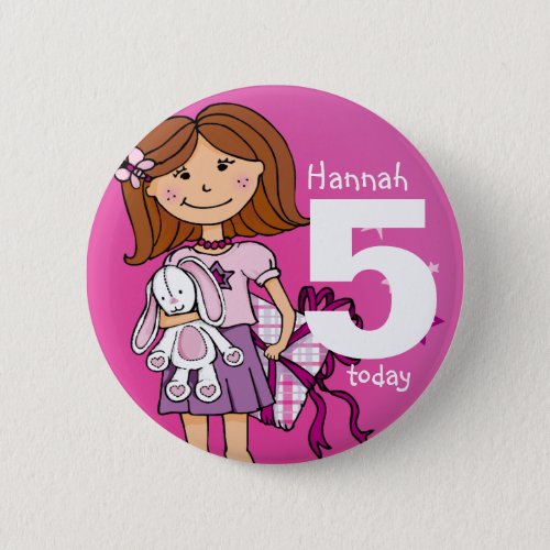 Birthday girl name and age button  badge