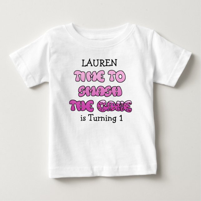 Birthday Girl, name and age, Smash Cake Shirt (Front)