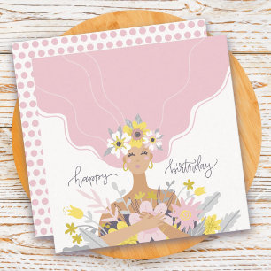Birthday Girl Nature Floral Flat Card