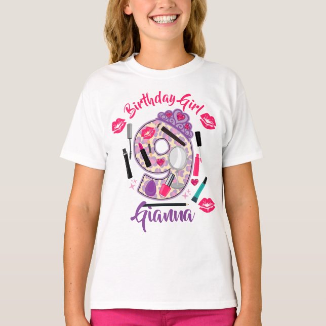 Birthday Girl Nine 9 | Spa Make up | T-Shirt (Front)