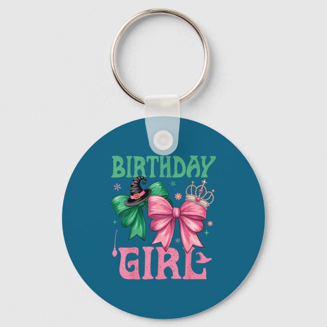 Birthday Girl Nk And Green Birthday Witch Women Gi Keychain (Front)
