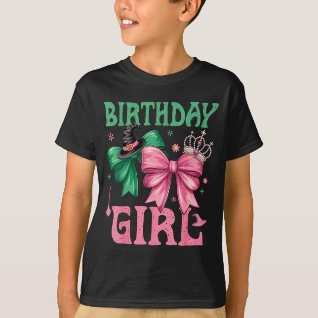 Birthday Girl Nk And Green Birthday Witch Women Gi T-Shirt (Front)