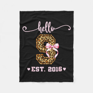 Birthday Girl Nk Coquette Bow Hello 9 Year Old Aes Fleece Blanket
