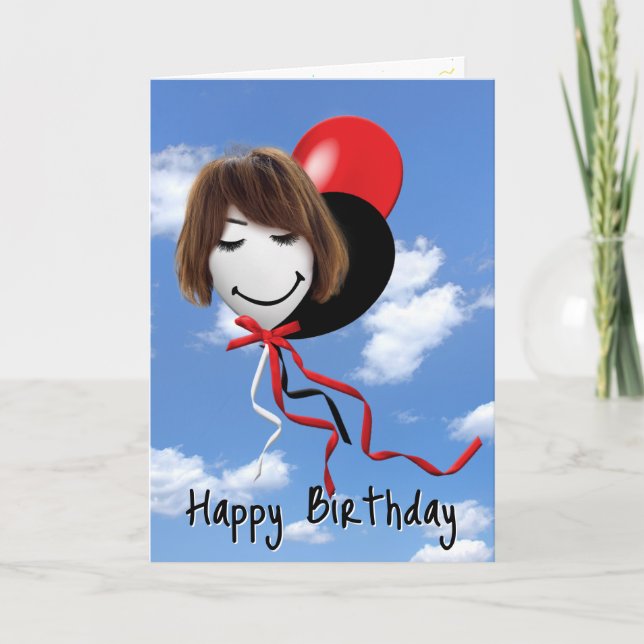 Birthday Girl On Balloon  Card (Front)
