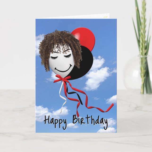 Birthday Girl On Party Balloon Card (Front)