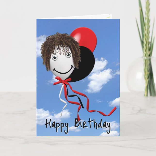 Birthday Girl On Party Balloon Card (Front)