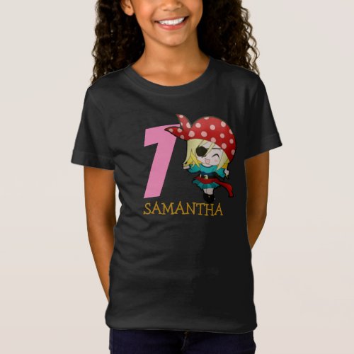 birthday girl party pirate   7th Name T_Shirt