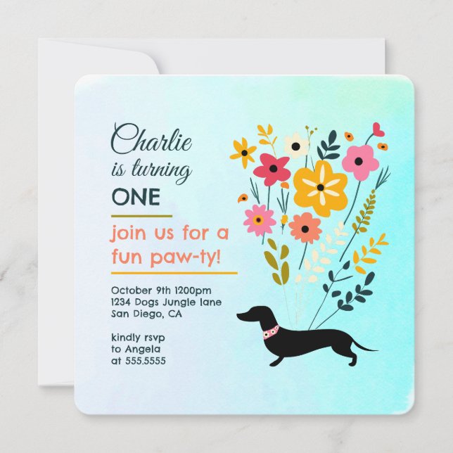 Birthday Girl Paw-ty Cute Puppy Dogs Invitation (Front)