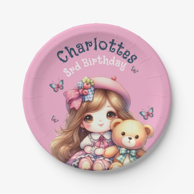 Birthday girl Personalized Paper Plate (Front)