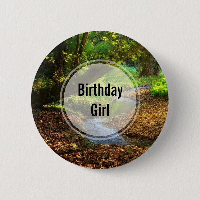 Birthday Girl Photo of a Forest Creek Button (Front)