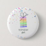 Birthday Girl Pin with Cake and Confetti<br><div class="desc">Sweet Birthday Girl Pin with cake and confetti.  Pastel colors.</div>