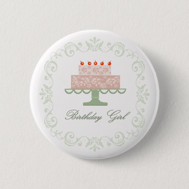 Birthday Girl Pin with Pink Cake (Front)
