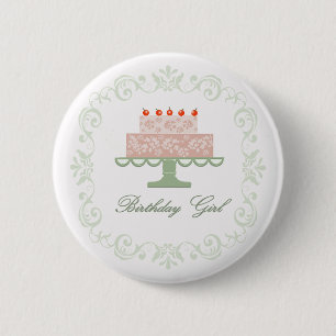 Birthday Girl Pin with Pink Cake