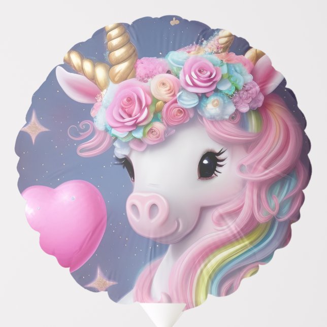 Birthday Girl Pink Baby Unicorn Poster Balloon (Front)