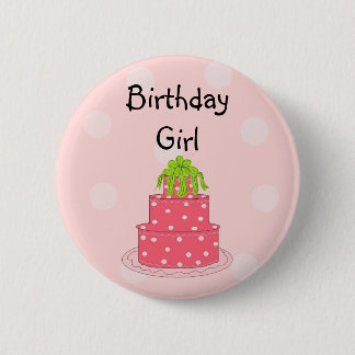 Birthday Girl - Pink Cake Button