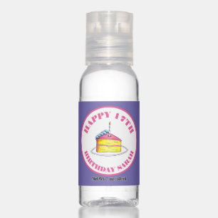 Birthday Girl Pink Cake Slice Candle Happy Bday Hand Sanitizer