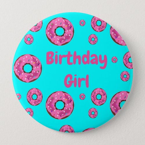 Birthday girl Pink cream donuts Button