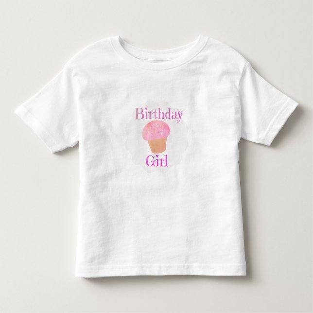 Birthday Girl Pink Cupcake T-Shirt (Front)
