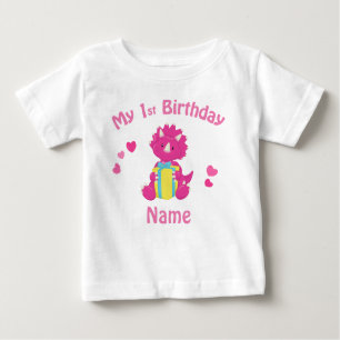 Birthday Girl Pink Dinosaur Personalized Shirt