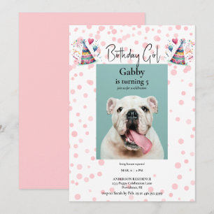 Birthday Girl Pink Pet Photo Birthday Party Invitation