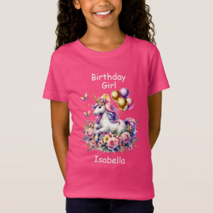 Birthday Girl Pink, Purple and Gold Unicorn T-Shirt