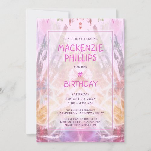 Birthday Girl Pink Purple Fun Invitation