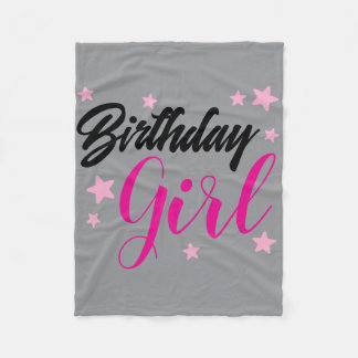 Birthday Girl Pink Typography Design | Cute Birthd Fleece Blanket