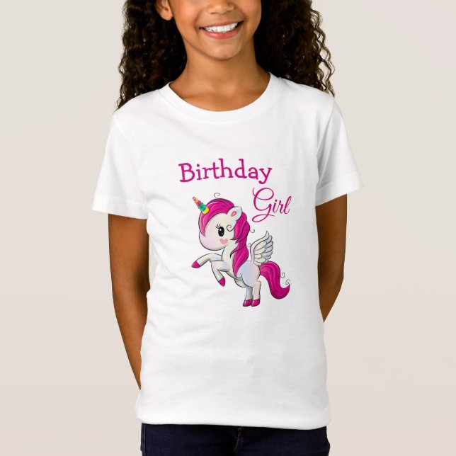 Birthday Girl Pink Unicorn Girl's Shirt (Front)