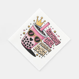 Birthday Girl Powered by Boba Bubble Tea Party Napkins