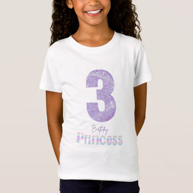 Birthday Girl Princess 3 year old T-shirt (Front)
