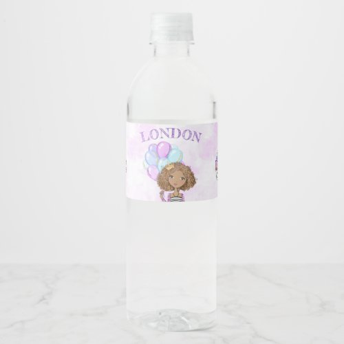 Birthday Girl Princess African American Lavender Water Bottle Label