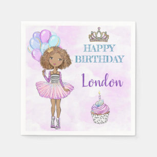 Birthday Girl Princess African American Napkins
