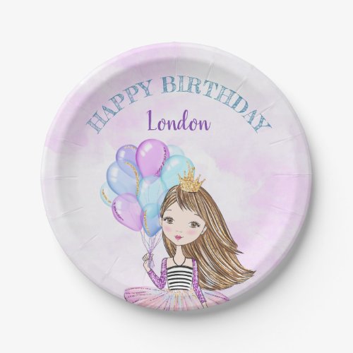 Birthday Girl Princess Lavender Purple Turquoise Paper Plates