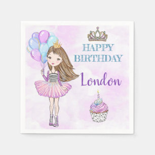 Birthday Girl Princess Lavender Turquoise Gold Napkins