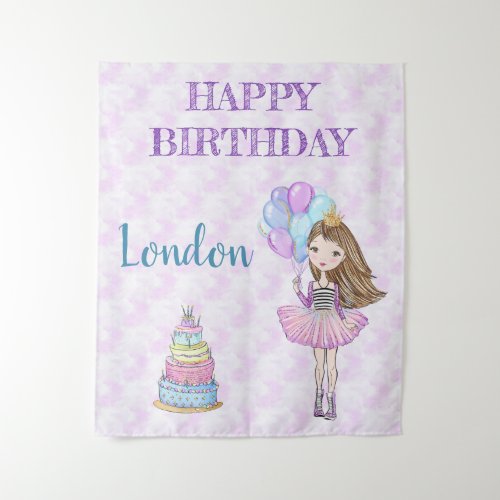 Birthday Girl Princess Lavender Turquoise Gold Tapestry